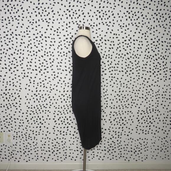 AllSaints Black Draped Front Caper Jersey Knit Sleeveless Dress - Picture 8 of 10